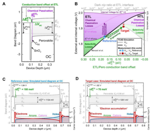 Simulation-Based Strategy to Overcome Non-radiative Recombination and Transport Losses at the Perovskite Carrier Transport Layer Interface